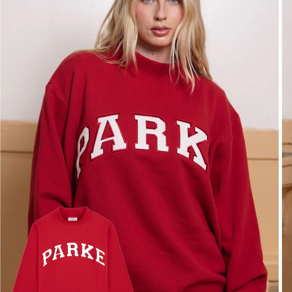 Crimson and white parke mockneck